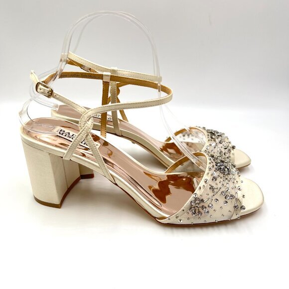 Badgley Mischka Womens‎ Size Blaine Jeweled Block Heels Dress